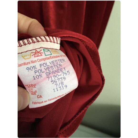 Vtg 90's Garage Brand Long Floor Length Red Velvet Dress - Picture 3 of 4